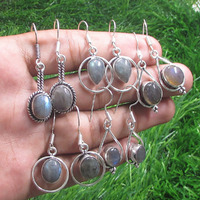 Natural Labeadorite 20 pair Wholesale Lots 925 Sterling Silver Plated Earrings