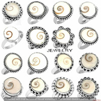 Shiva Eye Shell Gemstone 10 pcs Wholesale Lot 925 Sterling Silver Plated Rings F