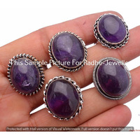 Amethyst Gemstone 10 pcs Wholesale Lot 925 Sterling Silver Plated Rings FF-11-11
