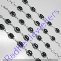 Green Onyx 10 pcs Wholesale Lots 925 Sterling Silver Plated Handmade Bracelets