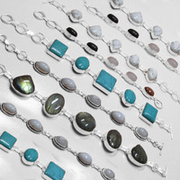 Turquoise & Mixed 10 pcs Wholesale Lots 925 Sterling Silver Plated Bracelets