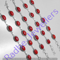 Coral 10 pcs Wholesale Lots 925 Sterling Silver Plated Handmade Bracelets