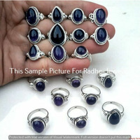 Amethyst Gemstone 10 pcs Wholesale Lot 925 Sterling Silver Plated Handmade Rings