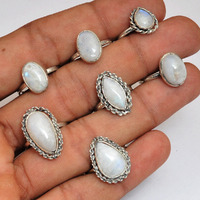 Moonstone 10 Piece Gemstone Ring Wholesale Lot 925 Sterling Silver Plated Ring