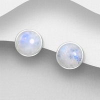 Rainbow Moonstone 10 Pcs Wholesale Lot 925 Sterling Silver Plated Earring ET-37