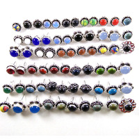 Rainbow Moonstone 100 Pcs Lot 925 Sterling Silver Plated Earring ET-155