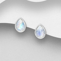Rainbow Moonstone 30 Pcs Wholesale Lot 925 Sterling Silver Plated Earring ET-114