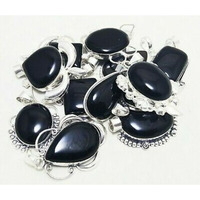 Black Onyx Gemstone Pendant 50 Pcs Wholesale Lots 925 Sterling Silver Pendant