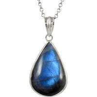 Natural Blue 925 Sterling Silver Labradorite Pendant