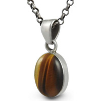 Big Awesome Tiger Eye Gemstone Silver Jewelry Pendant