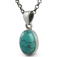 Artisan Turquoise Gemstone Silver Jewelry Pendant