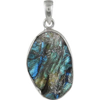 Enjoyable !! Labradorite Rough Stone Sterling Silver Pendant Jewelry