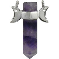 Rava Work ! Amethyst Gemstone Silver Jewelry Pencil Pendant