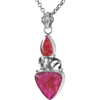 Indian Fashion Ruby Gemstone Sterling Silver Pendant Jewelry