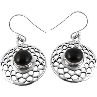 Fashion !! Black Onyx 925 Sterling Silver Earrings