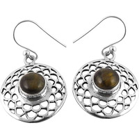 Afternoon Sun !! Tiger Eye 925 Sterling Silver Earrings