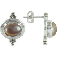 Awesome Smoky Quartz Gemstone Sterling Silver Stud Earrings Jewelry