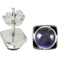 New Fashion ! Amethyst Gemstone Sterling Silver Stud Earrings Jewelry