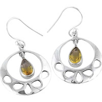 Big Inspire!! 925 Silver Citrine Gemstone Earrings