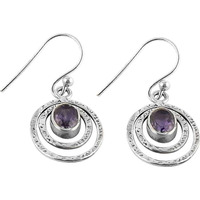 Precious Style! 925 Silver Amethyst Gemstone Earrings