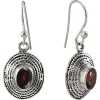 Pretty Garnet Gemstone Silver Earrings Jewelry