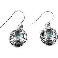 Great Creation !! Blue Topaz 925 Sterling Silver Earrings