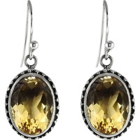 Big Royal Style ! Citrine 925 Sterling Silver Earrings