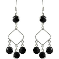 Skin Friendly Black Onyx Gemstone Silver Earrings Jewelry