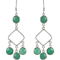Party Wear Green Onyx Gemstone Silver Earrings Jewelry