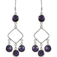 Traditional Amethyst Gemstone Silver Earrings Jewelry