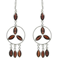 Beauty Queen Garnet Gemstone Silver Earrings Jewelry