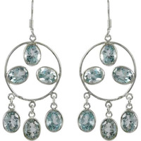 Blue Topaz Gemstone Silver Jewelry Earrings