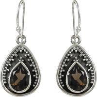 Classy Design!! 925 Sterling Silver Smoky Quartz Earrings