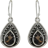 Classy Design!! 925 Sterling Silver Smoky Quartz Earrings