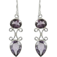 Elegant!! 925 Sterling Silver Amethyst Earrings