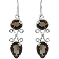 Favorite!! 925 Sterling Silver Smoky Quartz Earrings