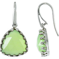 Big Prehnite Gemstone Sterling Silver Dangle Earrings Jewelry