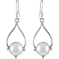 Bold Vintage Energetic Pearl Earrings 925 Sterling Silver Jewelry
