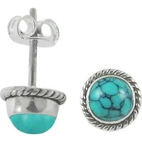 Very Light !! Turquoise Gemstone Sterling Silver Stud Earrings Jewelry