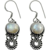 Delicate Light !! 925 Sterling Silver Rainbow Moonstone Earrings