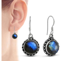 Modern Style! 925 Sterling Silver Blue Labradorite Earrings