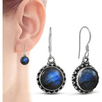 New Design! 925 Sterling Silver Blue Labradorite Earrings