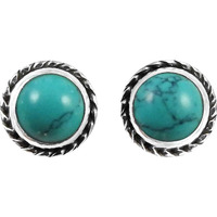 Awesome Style Of !! 925 Sterling Silver Turquoise Stud Earrings