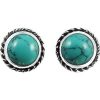 New Faceted !! 925 Sterling Silver Turquoise Stud Earrings