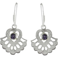 Big Falling In Love! 925 Sterling Silver Amethyst Earrings