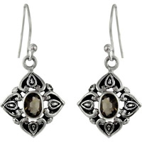 Blooming Garden!! Smoky Quartz 925 Sterling Silver Earrings