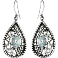 Circle Of Love!! Blue Topaz 925 Sterling Silver Earrings