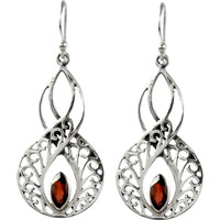 Lovely !! Garnet 925 Sterling Silver Earrings