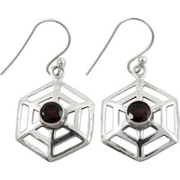 Classy Style ! Garnet 925 Sterling Silver Earrings