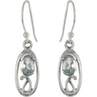 Natural Beauty!! Blue Topaz 925 Sterling Silver Earrings